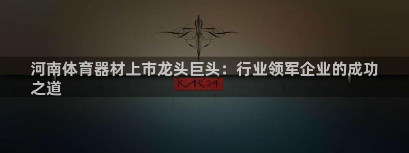 耀世娱乐是不是很黑呀：河南体育器材上市龙头巨头：行业